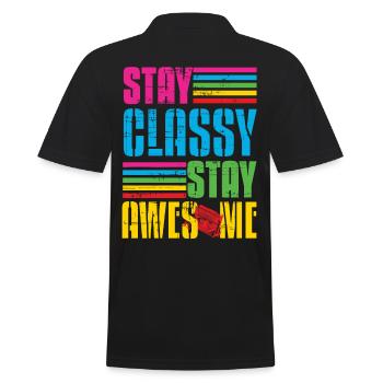 Classy Stay Aweome Retro Walkman - Men's Polo Shirt - black - Back - Kai (181cm)