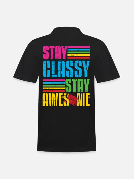 Classy Stay Aweome Retro Walkman - Men's Polo Shirt - black