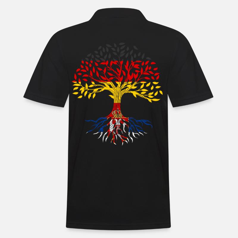 Wurzeln Baum Deutschland Serbien - Männer Poloshirt - Schwarz