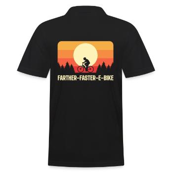 Farther Faster E-Bike Electric Bicycle - Männer Poloshirt - Schwarz - Hinten - Kai (181cm)