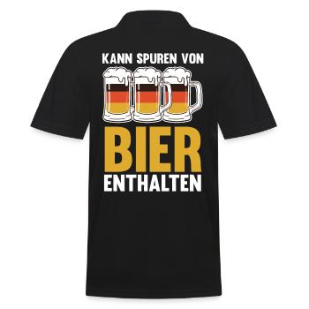 Kann Spuren von Bier enthalten - Männer Poloshirt - Schwarz - Hinten - Kai (181cm)