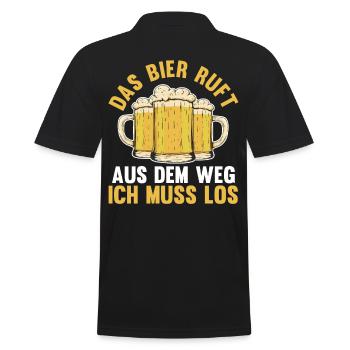 Das Bier ruft aus dem Weg ich muss los - Männer Poloshirt - Schwarz - Hinten - Kai (181cm)