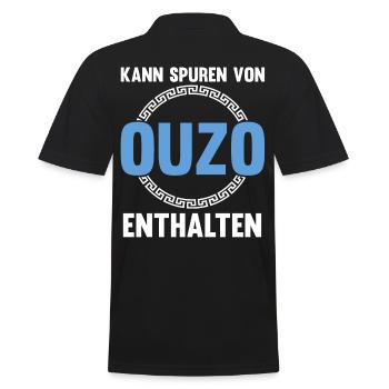 Kann Spuren von Ouzo enthalten - Männer Poloshirt - Schwarz - Hinten - Kai (181cm)