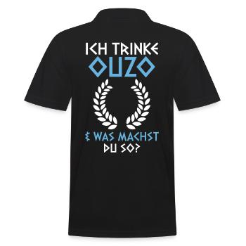 Ich trinke Ouzo und was machst du so - Männer Poloshirt - Schwarz - Hinten - Kai (181cm)