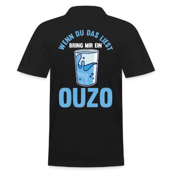 Wenn du das liest bring mir ein Ouzo - Männer Poloshirt - Schwarz - Hinten - Kai (181cm)