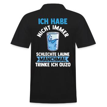 Grieche Saufspruch Ouzo - Männer Poloshirt - Schwarz - Hinten - Kai (181cm)
