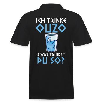 Ich trinke Ouzo - Männer Poloshirt - Schwarz - Hinten - Kai (181cm)