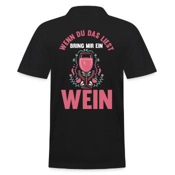 Wenn du das liest bring mir ein Wein - Männer Poloshirt - Schwarz - Hinten - Kai (181cm)