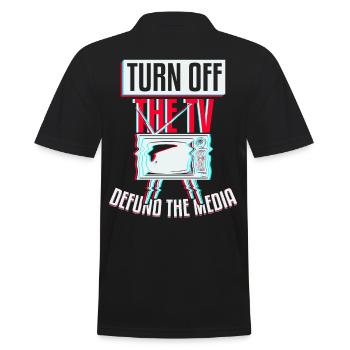 Off The TV Defund Media - Men's Polo Shirt - black - Back - Kai (181cm)