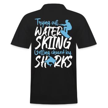 Out Water Skiing Getting Chased - Men's Polo Shirt - black - Back - Kai (181cm)