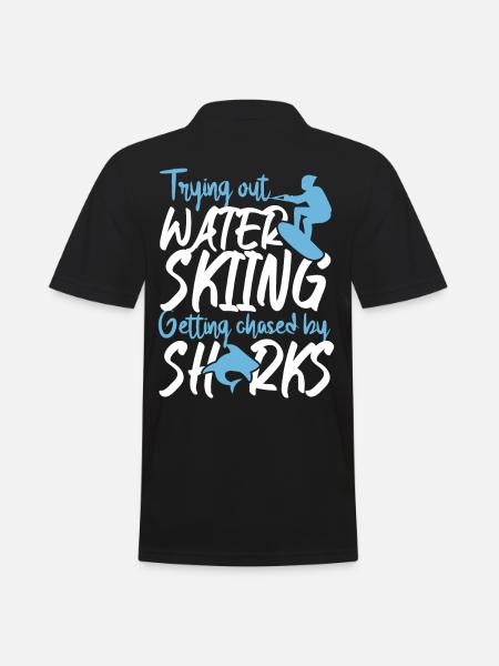 Out Water Skiing Getting Chased - Men's Polo Shirt - black