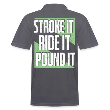 It Ride It Pound It Triathlon - Men's Polo Shirt - charcoal grey - Back - Nico (186cm)