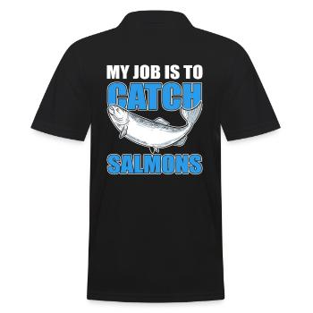 My Job Is To Catch Salmons Salmon Fishing - Men's Polo Shirt - black - Back - Kai (181cm)