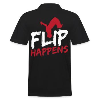 Flip Happens Freerunning Parkour - Men's Polo Shirt - black - Back - Kai (181cm)