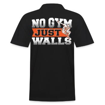 No Gym Just Walls Freerunning Parkour - Men's Polo Shirt - black - Back - Kai (181cm)