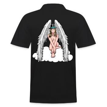 Domina himmlischer Engel nackte Frau erotisch sexy - Männer Poloshirt - Schwarz - Hinten - Kai (181cm)