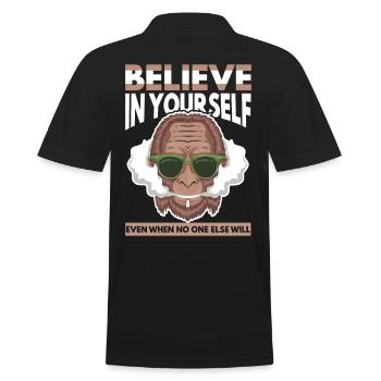 In Yourself Even When Noone Else Will - Men's Polo Shirt - black - Back - Kai (181cm)