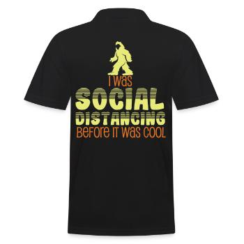 Social Distancing Before It Was Cool - Men's Polo Shirt - black - Back - Kai (181cm)