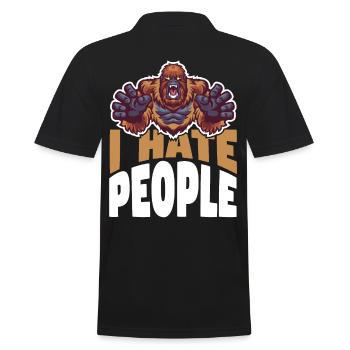 Bigfoot I Hate People - Men's Polo Shirt - black - Back - Kai (181cm)