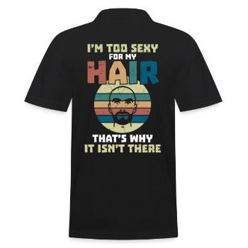 Sexy For My Hair Bald Head Humor - Men's Polo Shirt - black - Back - Kai (181cm)