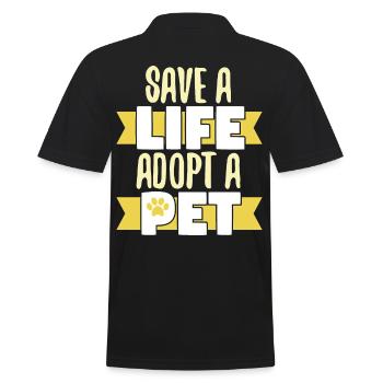 Safe A life Adopt A Pet Adoption - Men's Polo Shirt - black - Back - Kai (181cm)