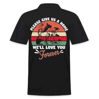 Please Give Us A Home We Love You Forever - Men's Polo Shirt - black - Back - Kai (181cm)