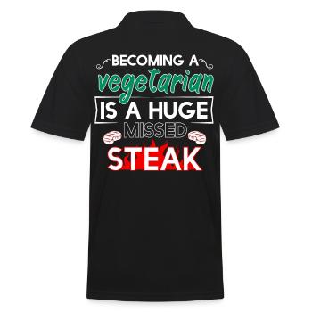 Becoming Vegetarian is A Huge Missed Steak - Men's Polo Shirt - black - Back - Kai (181cm)