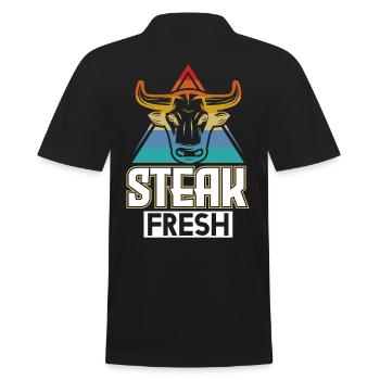 Steak Fresh Bull Vintage - Men's Polo Shirt - black - Back - Kai (181cm)