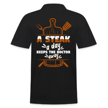 A Steak A Day Keeps The Doctor Away - Men's Polo Shirt - black - Back - Kai (181cm)