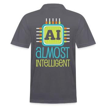 AI Almost Intelligent AI Humor - Men's Polo Shirt - charcoal grey - Back - Nico (186cm)