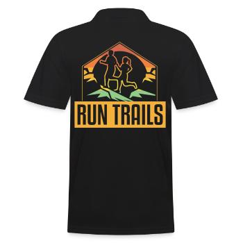 Run Trails Mountains Sunset Trailrunning - Men's Polo Shirt - black - Back - Kai (181cm)