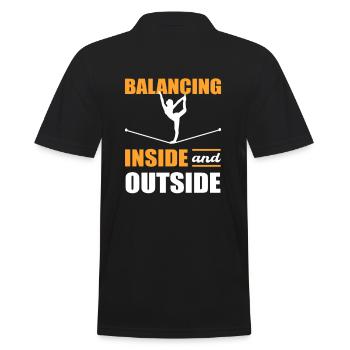 Balancing Inside and Outside Slackline Yoga Slack - Männer Poloshirt - Schwarz - Hinten - Kai (181cm)