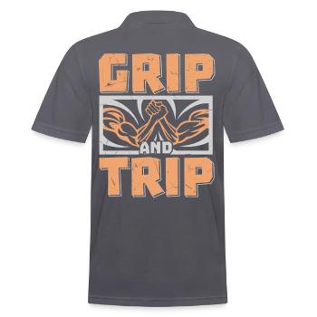 Grip And Trip Arm Wrestling - Men's Polo Shirt - charcoal grey - Back - Nico (186cm)
