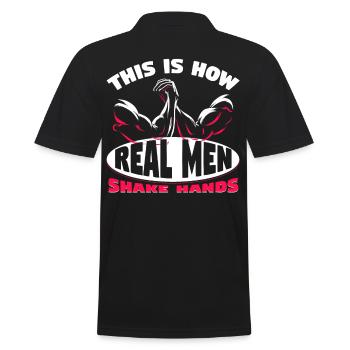 This Is How Real Men Shake Hands - Men's Polo Shirt - black - Back - Kai (181cm)