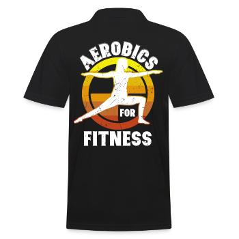 Aerobics For Fitness Vintage Distressed - Men's Polo Shirt - black - Back - Kai (181cm)