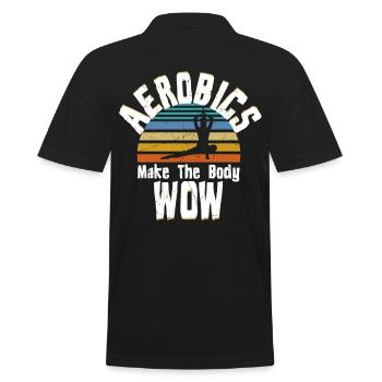 Aerobics Make The Body Wow Vintage Distressed - Men's Polo Shirt - black - Back - Kai (181cm)