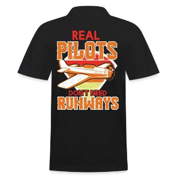 Real Pilots Dont Need Runways - Men's Polo Shirt - black - Back - Kai (181cm)