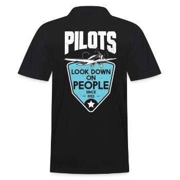 Pilots Look Down On People Since 1903 - Men's Polo Shirt - black - Back - Kai (181cm)