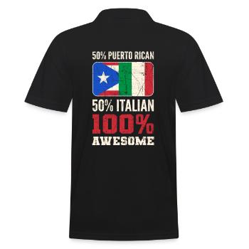 Puerto Rican Italian 100% Awesome Puerto Rico - Men's Polo Shirt - black - Back - Kai (181cm)