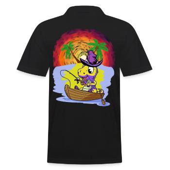 Adventure Leisure Fishing Dragon Child Angler Boat - Men's Polo Shirt - black - Back - Kai (181cm)