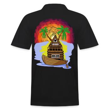 Adventure Leisure Travel Holiday Boat Caribbean Island - Men's Polo Shirt - black - Back - Kai (181cm)