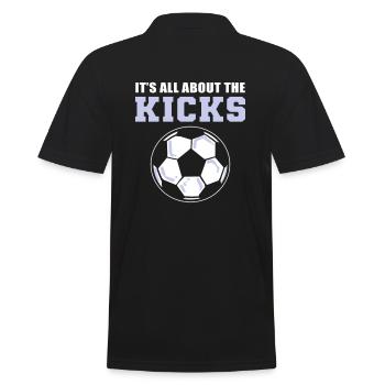 It's All About the Kicks Soccer - Männer Poloshirt - Schwarz - Hinten - Kai (181cm)
