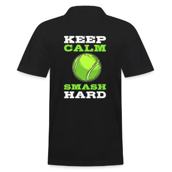 Keep Calm, Smash Hard Tennis Tennis Player - Männer Poloshirt - Schwarz - Hinten - Kai (181cm)