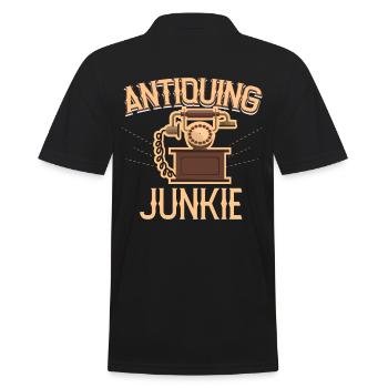 Antiquing Junkie Vintage Telephone - Men's Polo Shirt - black - Back - Kai (181cm)