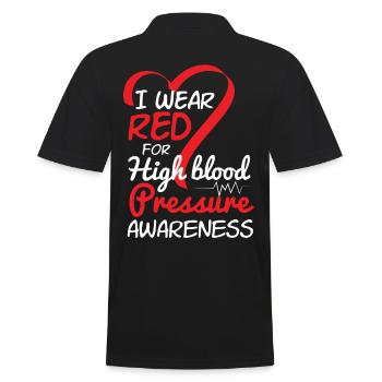 Red High Blood Pressure Awareness - Men's Polo Shirt - black - Back - Kai (181cm)