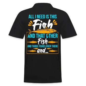 I Need That Fish And That Other - Men's Polo Shirt - black - Back - Kai (181cm)