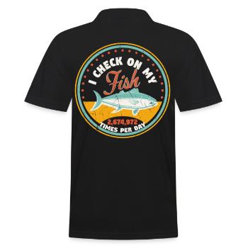 I Check On My Fish Times A Day - Men's Polo Shirt - black - Back - Kai (181cm)