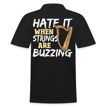 Hate It When Strings Are Buzzing Harp Player Harp - Männer Poloshirt - Schwarz - Hinten - Kai (181cm)