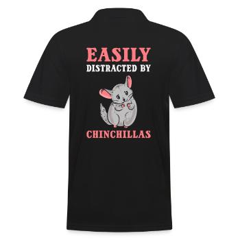 Easily Distracted By Chinchillas Chinchilla Pet - Men's Polo Shirt - black - Back - Kai (181cm)