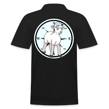 Moin Nordsee Ostsee Schaf Kompass Richtung Küste - Männer Poloshirt - Schwarz - Hinten - Kai (181cm)